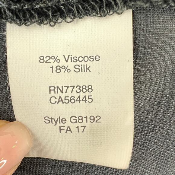 MADEWELL Black Velvet Tulip-Hem Top Silk Blend Relaxed Fit Draped Short Sleeve S - Picture 5 of 6